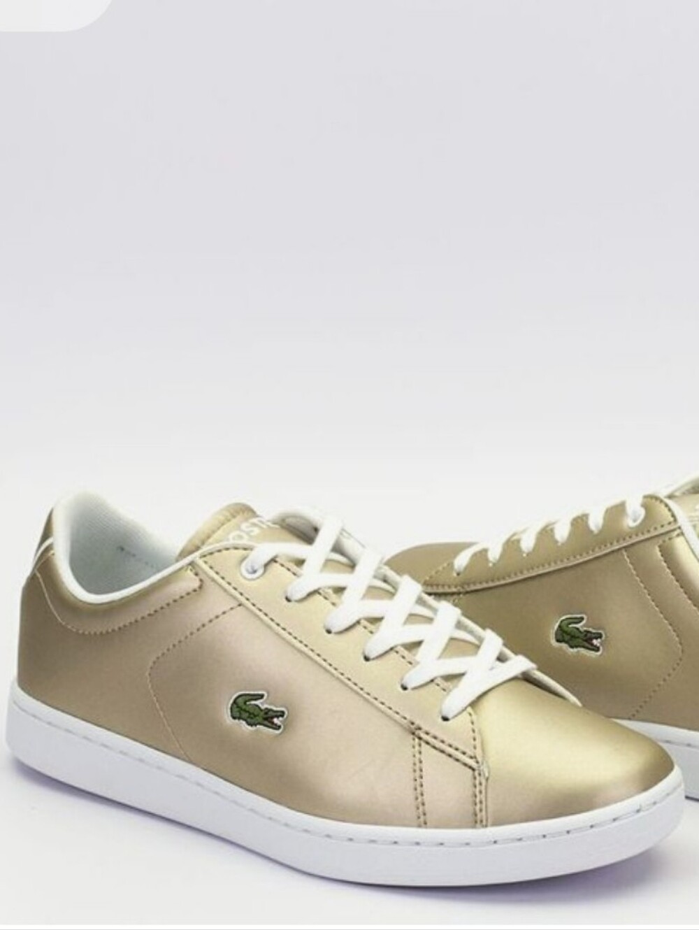 Lacoste Carnaby Metallic Gold Low-Top Sneakers with White Accents